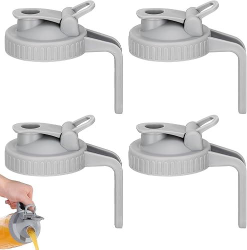 Tapa de boquilla para tarros Mason de boca ancha, tapa hermética con asa, a prueba de fugas y duradera, paquete de 4