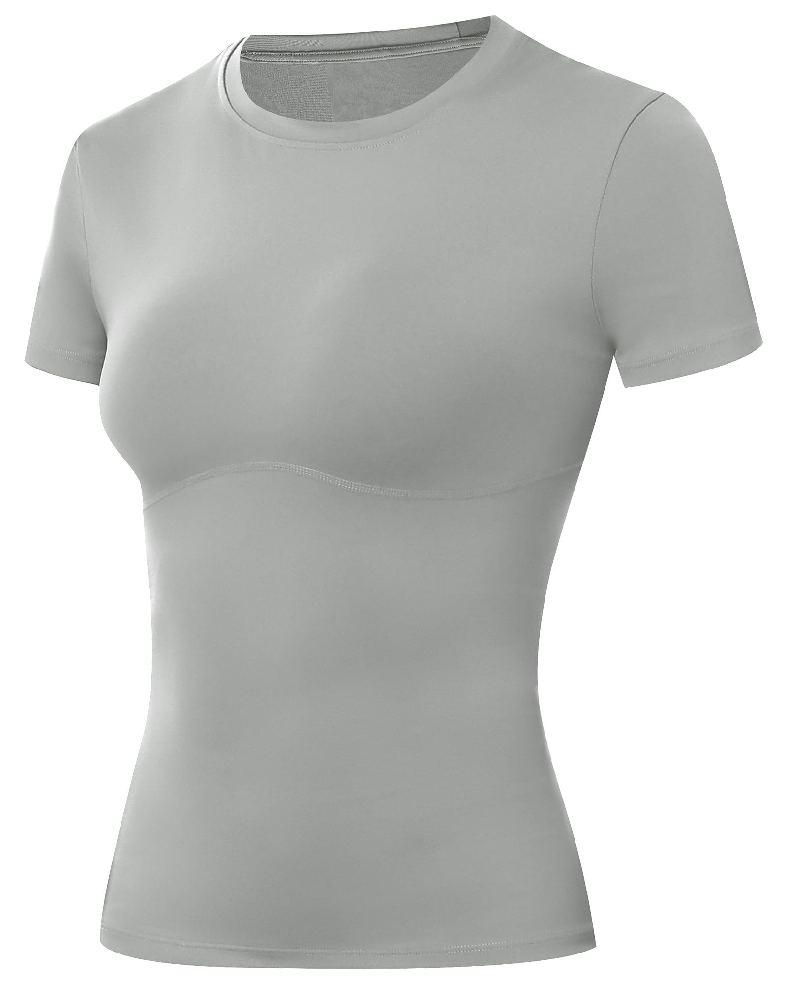 Moozava Women's Compression Shirt Short Sleeve Workout Tops Athletic T-Shirts Base Layer for Gym Running Yoga Sports