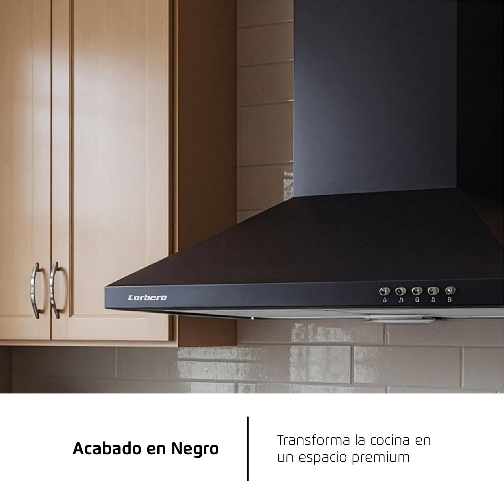 Corberó - Campana Extractora Pirámide 60 cm | TEIDE636N |375.4 m3/h | 57db | 36.5 W | 3 Velocidades | Control por Pulsador |2 Filtros de Aluminio + Filtro de Carbon | Negro — view 7