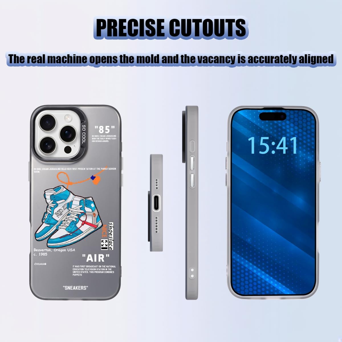 Cool Design Phone Case for iPhone 16 Pro Case for Boys Men Aesthetic Shockproof Basketball Sneaker Sports Designer Cases Compatible with iPhone 16 Pro Blue - Image 2