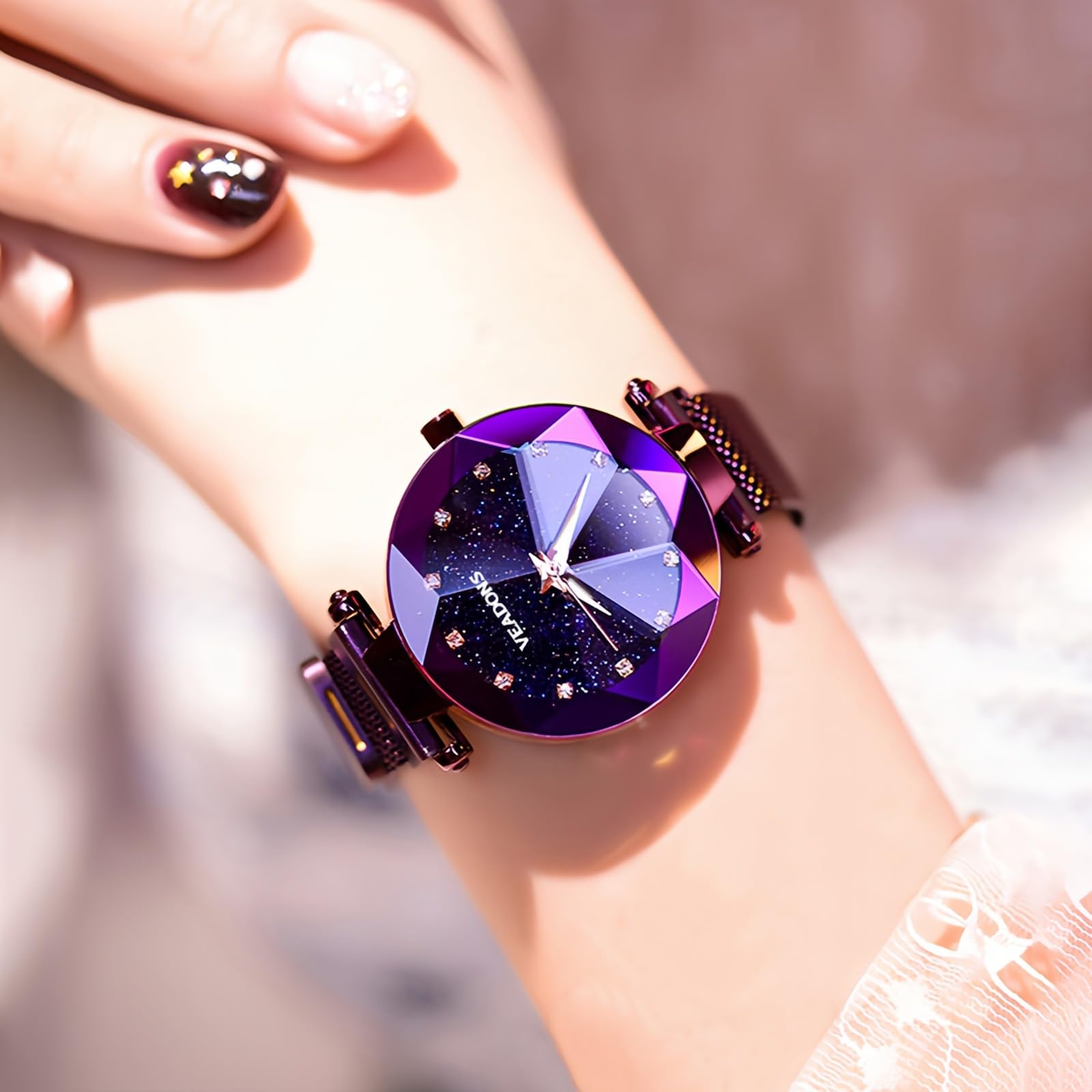 GOSASA Orologio da polso al quarzo casual da donna, stile semplice, impermeabile, cinturino in acciaio, Viola, Affari