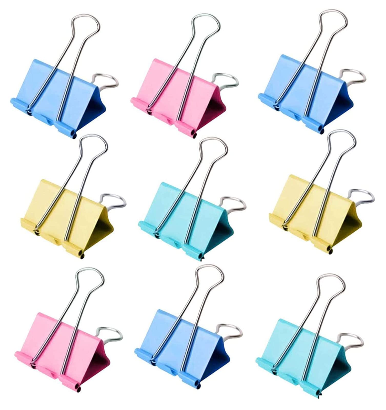 HOJKMABinder Clips Paper Clamps, 24 PCS Assorted Colored Office Paper Binder Clips Set Paper Clamps Metal Fold Back Clips for Office and School Supplies, Document Organizing