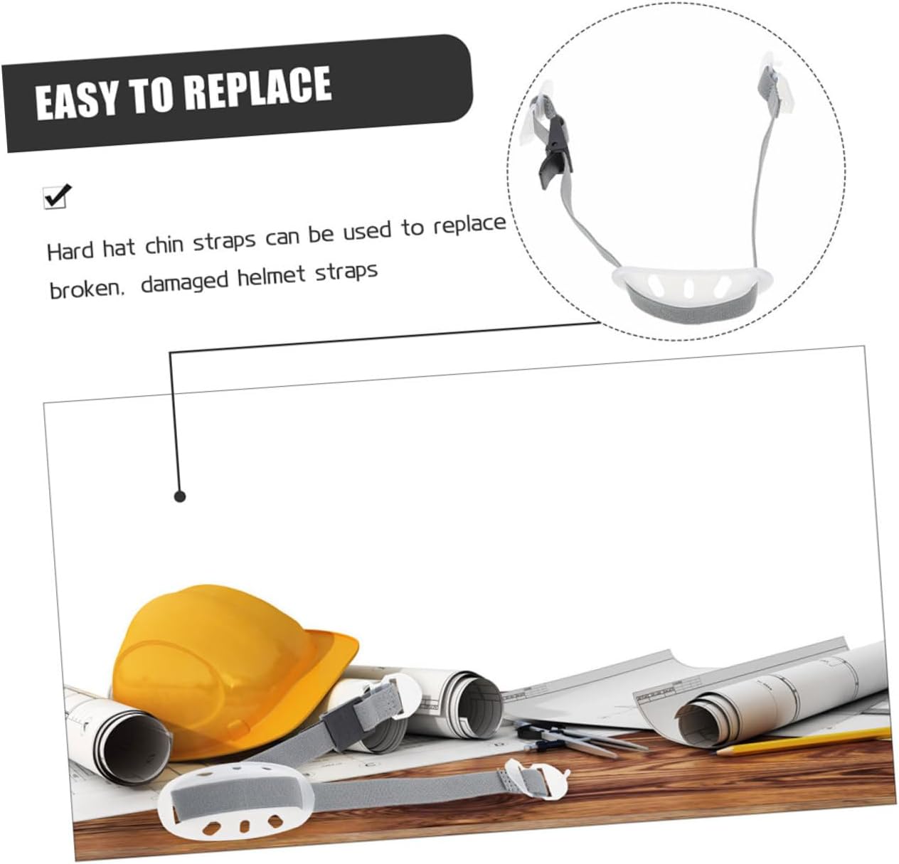 CHILDWEET 3pcs Adjustable Hard Hat Chin Strap Safety Chin Strap for Enhanced Helmet Lightweight and Easy to Install Shaped Design