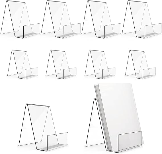Dicunoy 10PCS Acrylic Book Stands, Clear Display Easel, Art
