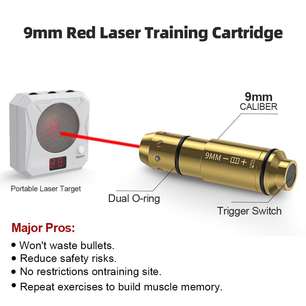 Generico 9mm/45ACP/40s&w/38SPL Cartouche D'entraînement Laser pour Systèmes D'entraînement au Tir à Sec Cartouches D'entraînement en Laiton de Qualité Supérieure H59 avec Pack de 6 Piles