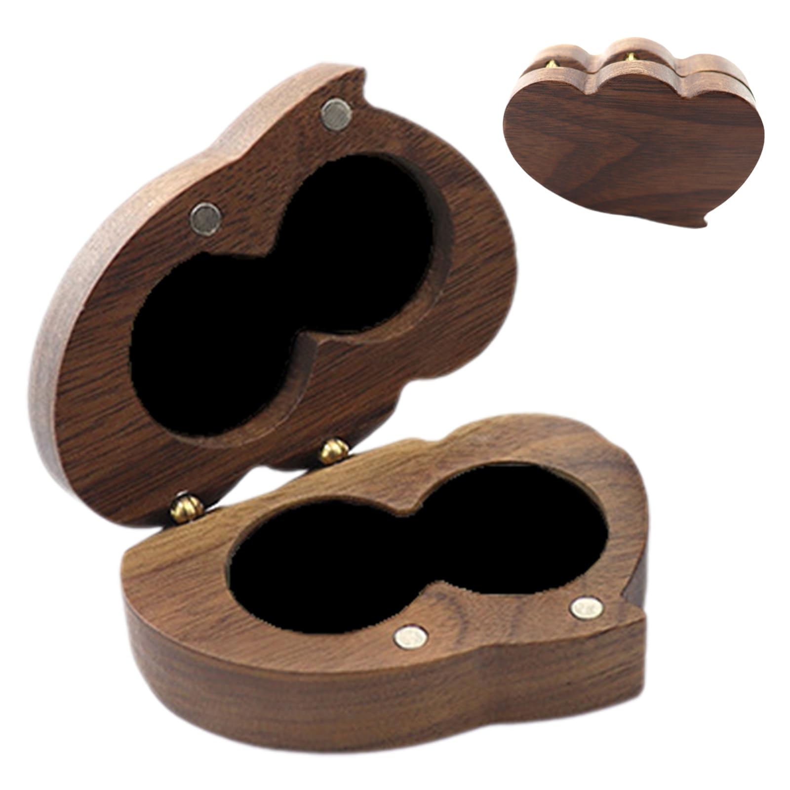 Satiskid Satiskid Caja de Anillo de Madera Personalizada de Corazón Doble，para Propuesta de Matrimonio，Boda，Compromiso，Porta Alianzas，Cajas Para Joyas，para 2 Anillos