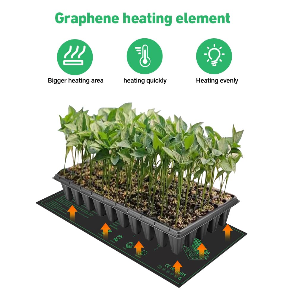 Lotvic Alfombrilla térmica para plántulas, 52 x 25 cm Alfombrilla de Calor para Plantas, Alfombra calefactora para Plantas, Propagadores Calentados para Plantas Germinación Y Regulación de Temperatura