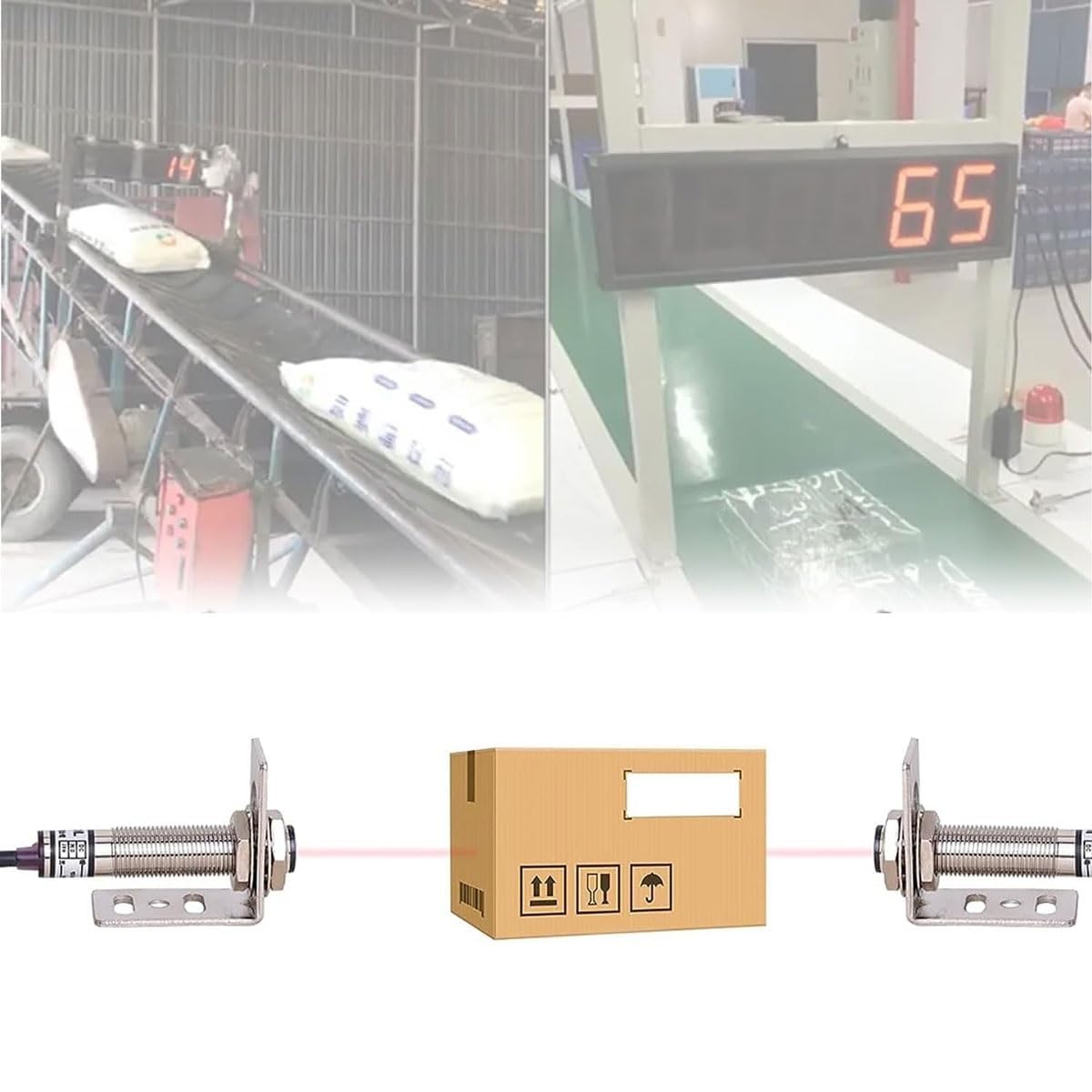 Contatore Digitale a LED, Doppia sonda con Telecomando, Display a 6 cifre Fino a 999999, Distanza di rilevamento 0-20 m per fabbriche e officine,