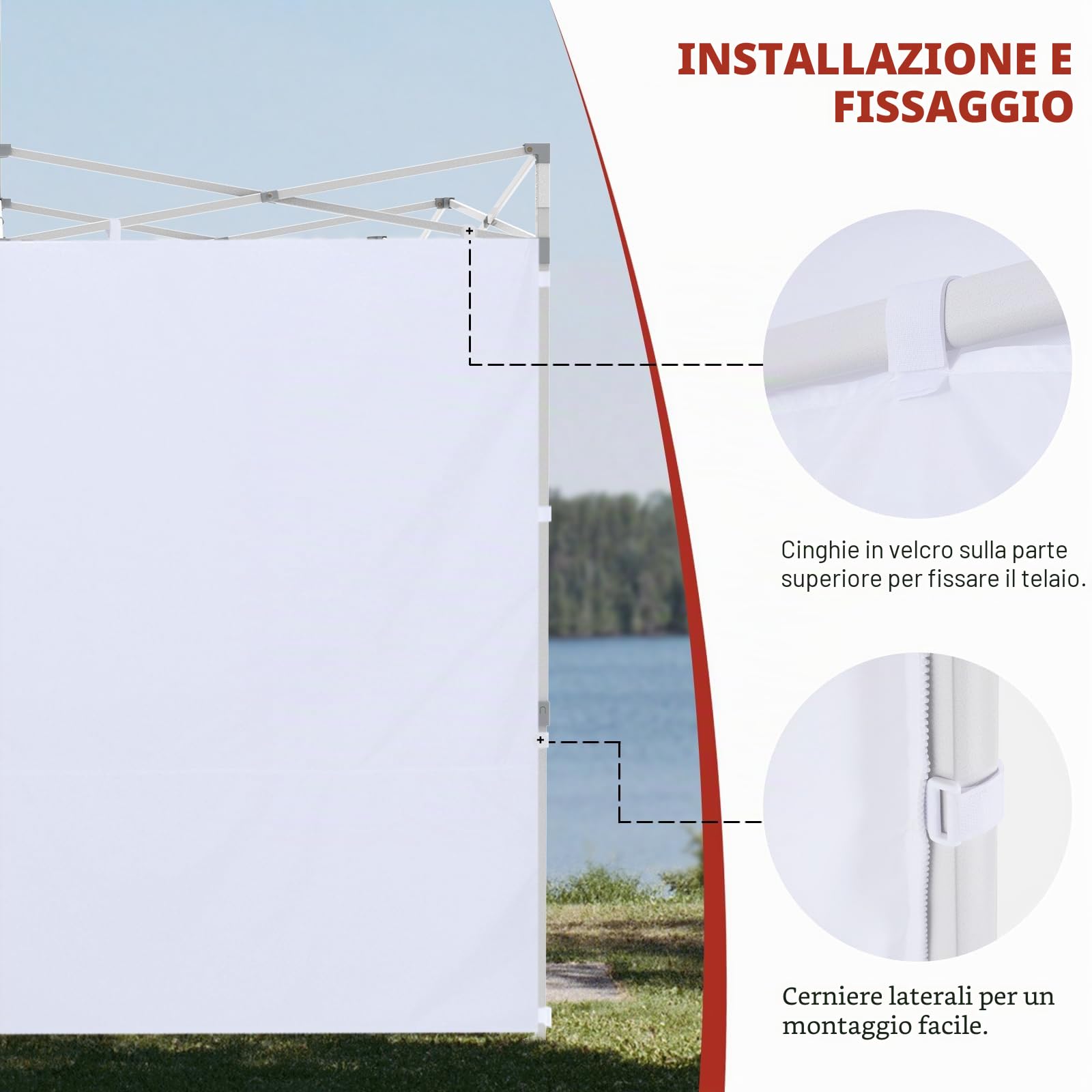 ABCCANOPY Pannello laterale per gazebo a gamba dritta 3 x 3 m, 1 confezione solo parete laterale (bianco)