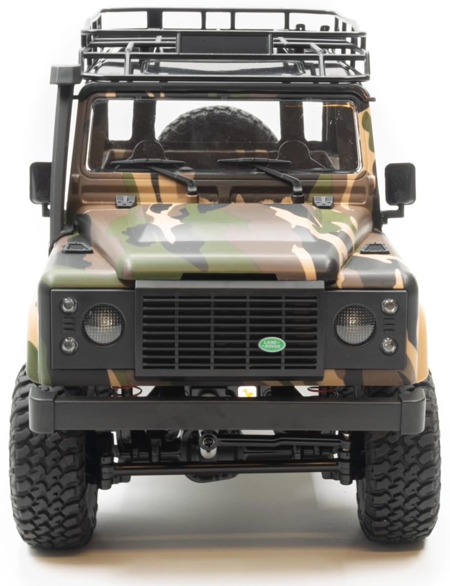 Coche teledirigido resistente 1:12 – Land Rover Trail V2 RC Coche 4WD para exteriores con 2 baterías, luz LED, caja de engranajes metálicos, vehículo todoterreno, coche teledirigido a