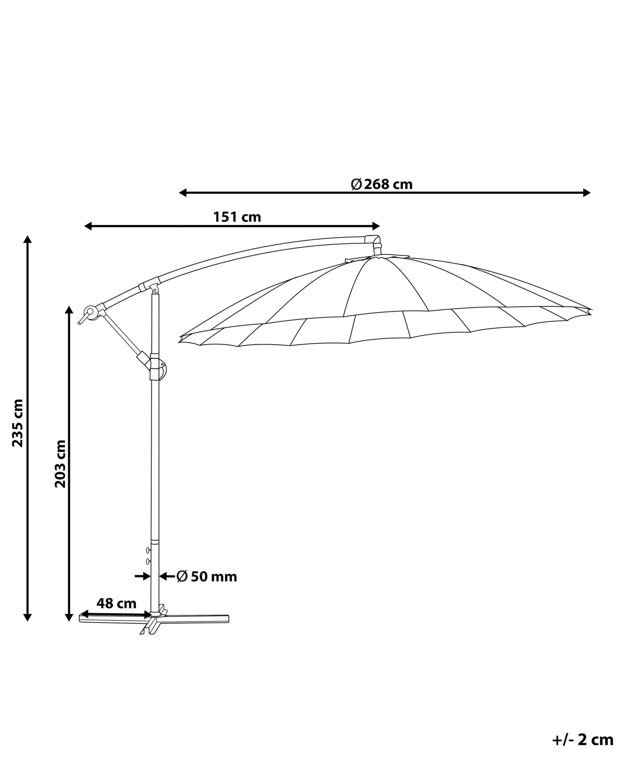 Parasol ogrodowy jasnoszary na wysięgniku metalowy składany ø 268 cm Calabria