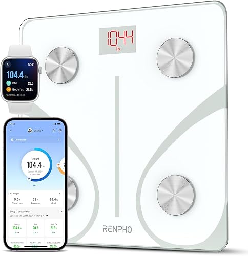 RENPHO Personenwaage, Körperfettwaage Bluetooth mit App, Weiß