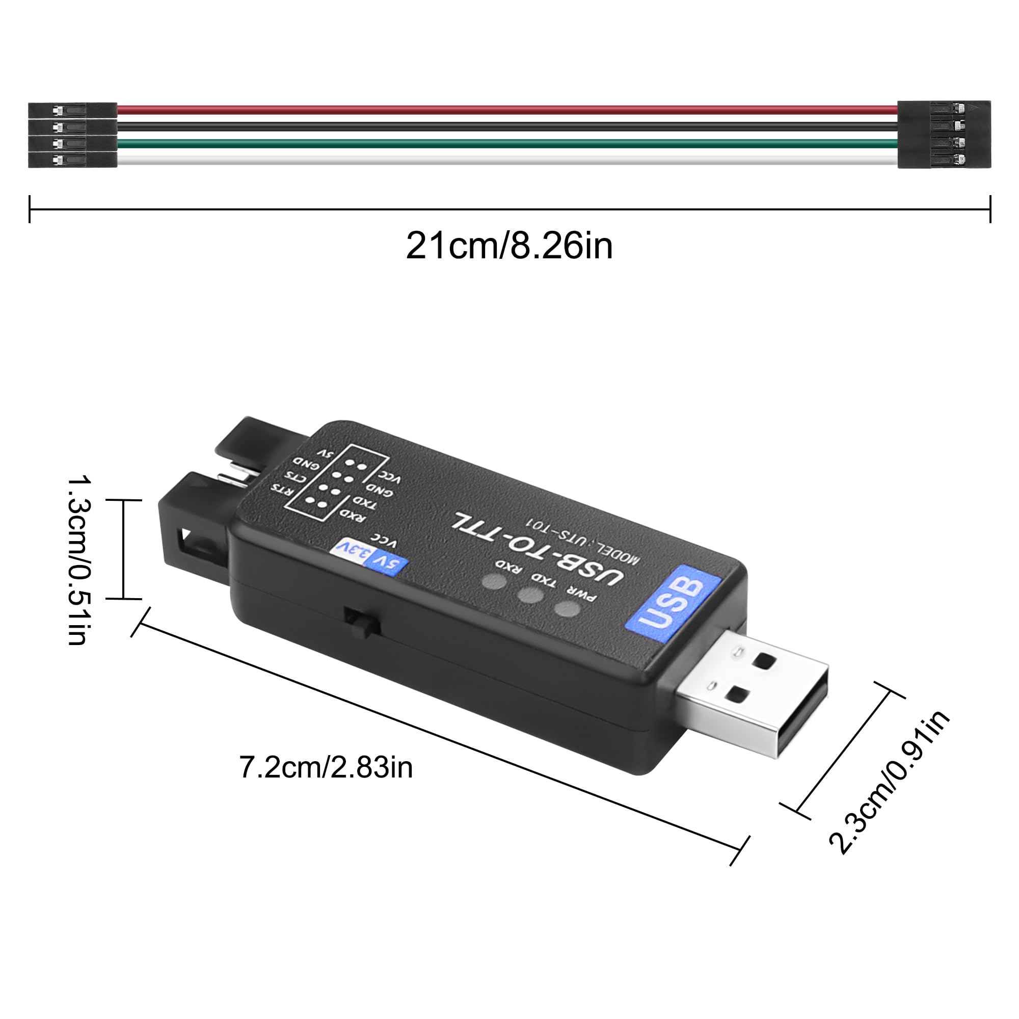XMSJSIY Convertitore USB a TTL con chip CH343G UART Driver libero USB a TTL serial convertitore adattatore con cavo compatibile con Windows/Linux/Android adatto per attrezzature industriali