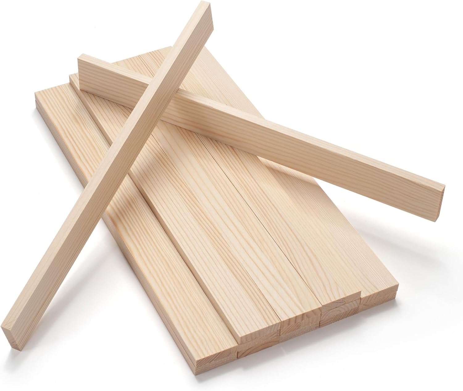 Wood Trim Wooden Strips Slats for Crafts, Square Wooden Dowels Sticks for Crafts, 3/8" × 1.5" × 12", 15 PCS Wood Dowel Rods for Crafting, Unfinished Hardwood Sticks Flat Lumber Boards for Woodworking