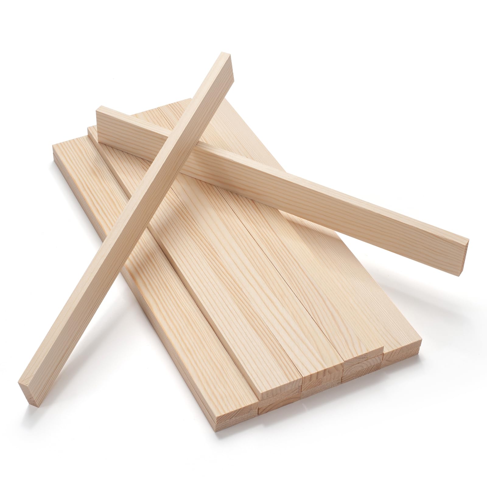 Wood Strips Trim Slats for Crafts, Square Wooden Dowels Wooden Sticks for Crafts, 3/8" × 1.5" × 15", 15 PCS Wood Dowel Rods, Unfinished Hardwood Sticks Flat Lumber Boards for Woodworking