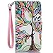 iPhone 7 Plus Case, iPhone 8 Plus Wallet Case, JanCalm [Wrist Strap][Kickstand][Card/Cash Slots] Pattern Premium PU Leather Case Flip Cover for iPhone 7/8 Plus (5.5 Inch) + Crystal Pen(Beautiful tree)