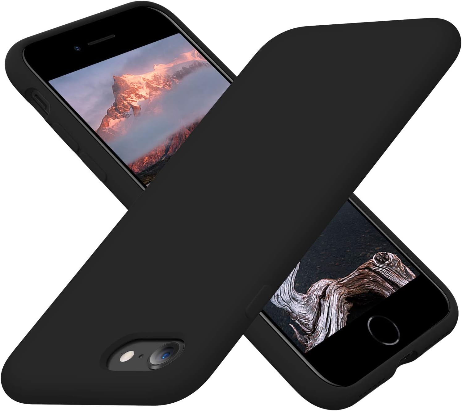 Cordking Designed for iPhone SE Case 2022/2020, Designed for iPhone 7 8 Case, Silicone Slim Shockproof Phone Case with [Soft Microfiber Lining], 4.7 inch, Black