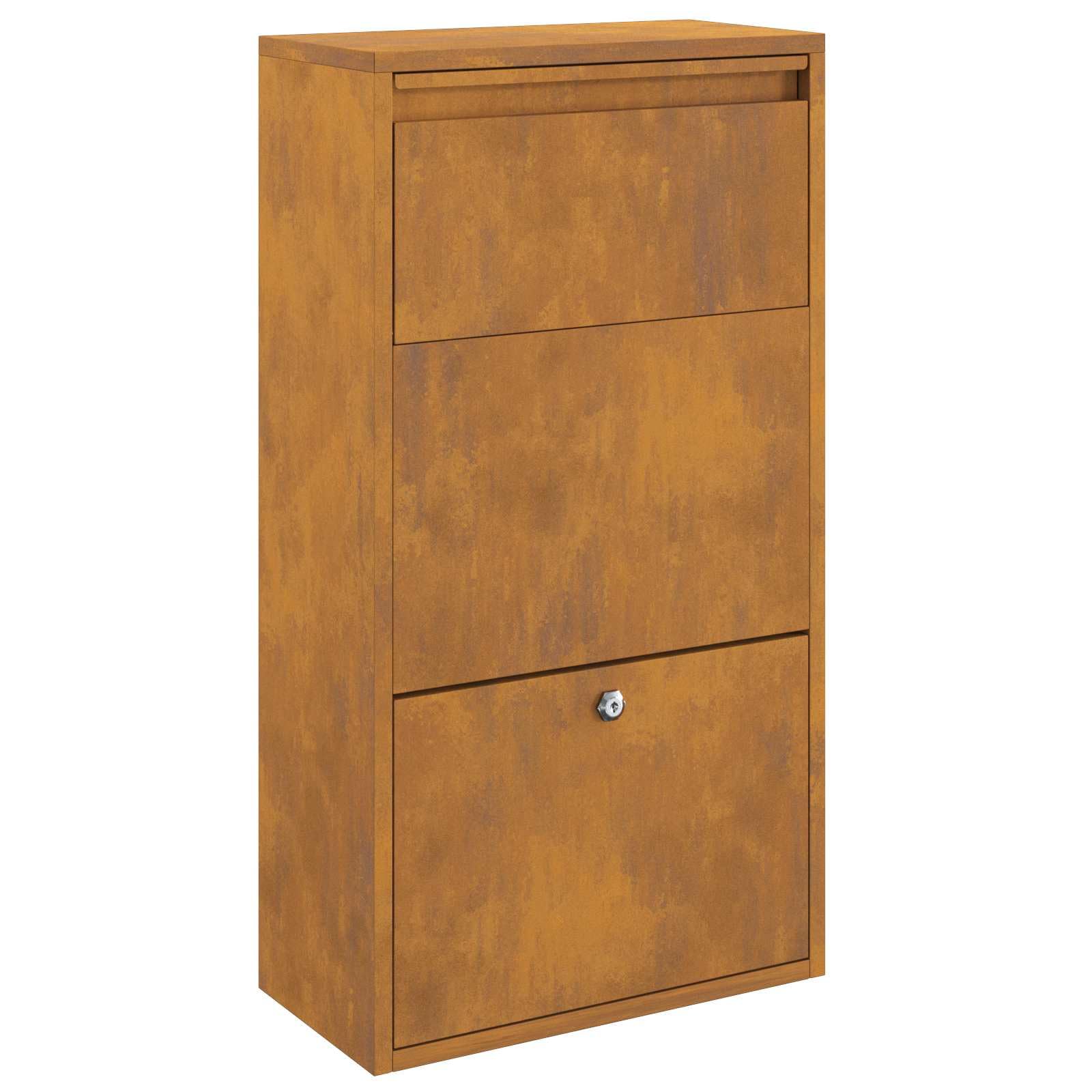 vidaXL Caja de Entrega de Paquetes con Puerta Oxidado 44 x 22 x 82 cm, Jardín y terraza, buzón Moderno, Resistente a la Intemperie, Elegante Almacenamiento de Paquetes