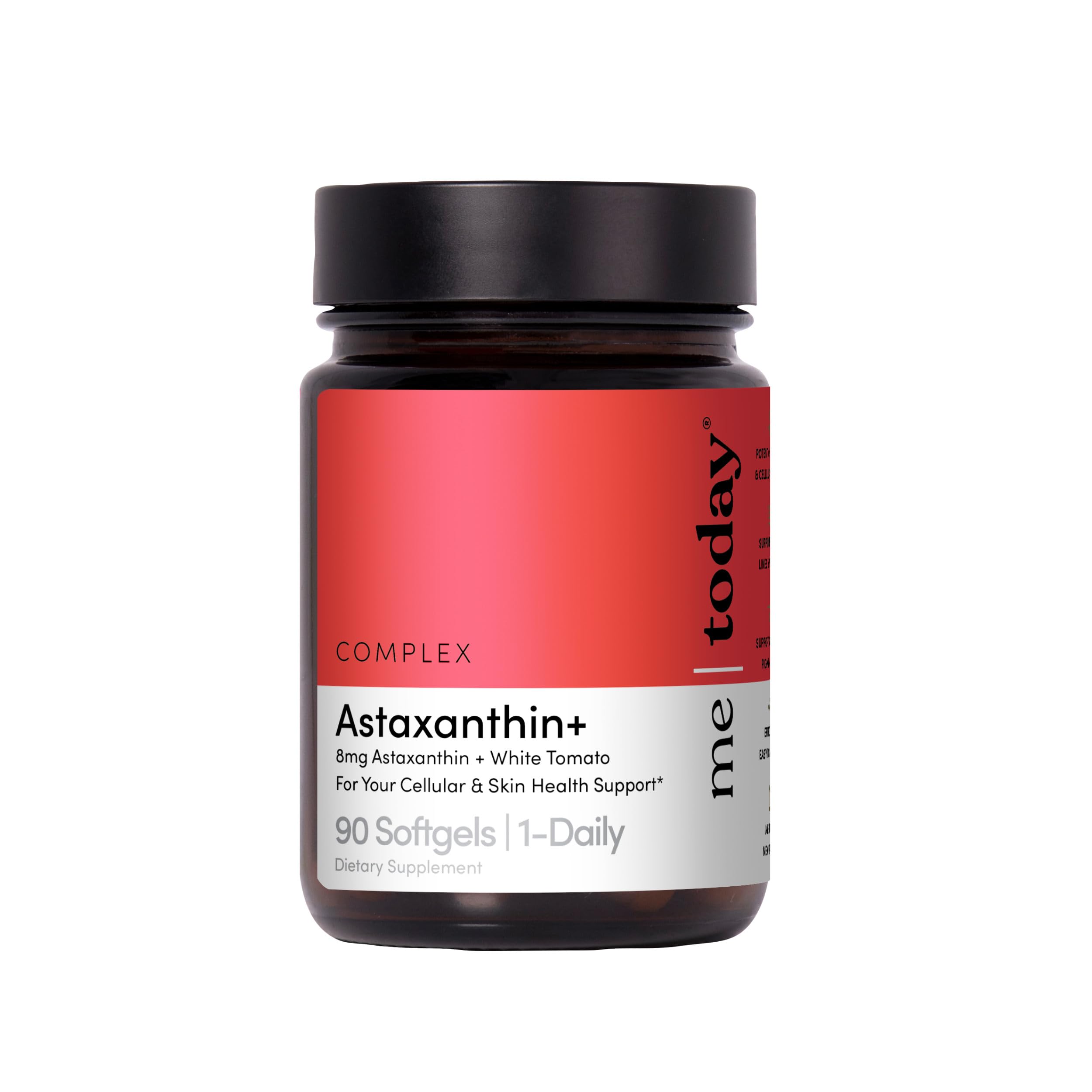 me today Complex Astaxanthin+ 8mg Supplement - Powerful Antioxidant Support Softgels - Natural Skin Health & Cellular Wellness Complex with White Tomato Extract - 90 Servings 90 Count (Pack of 1)