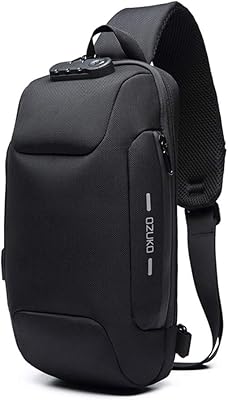 Anti Theft Sling Bag Shoulder Crossbody Backpack Waterproof Chest Bag with USB Charging Port Lightweight Casual Daypack