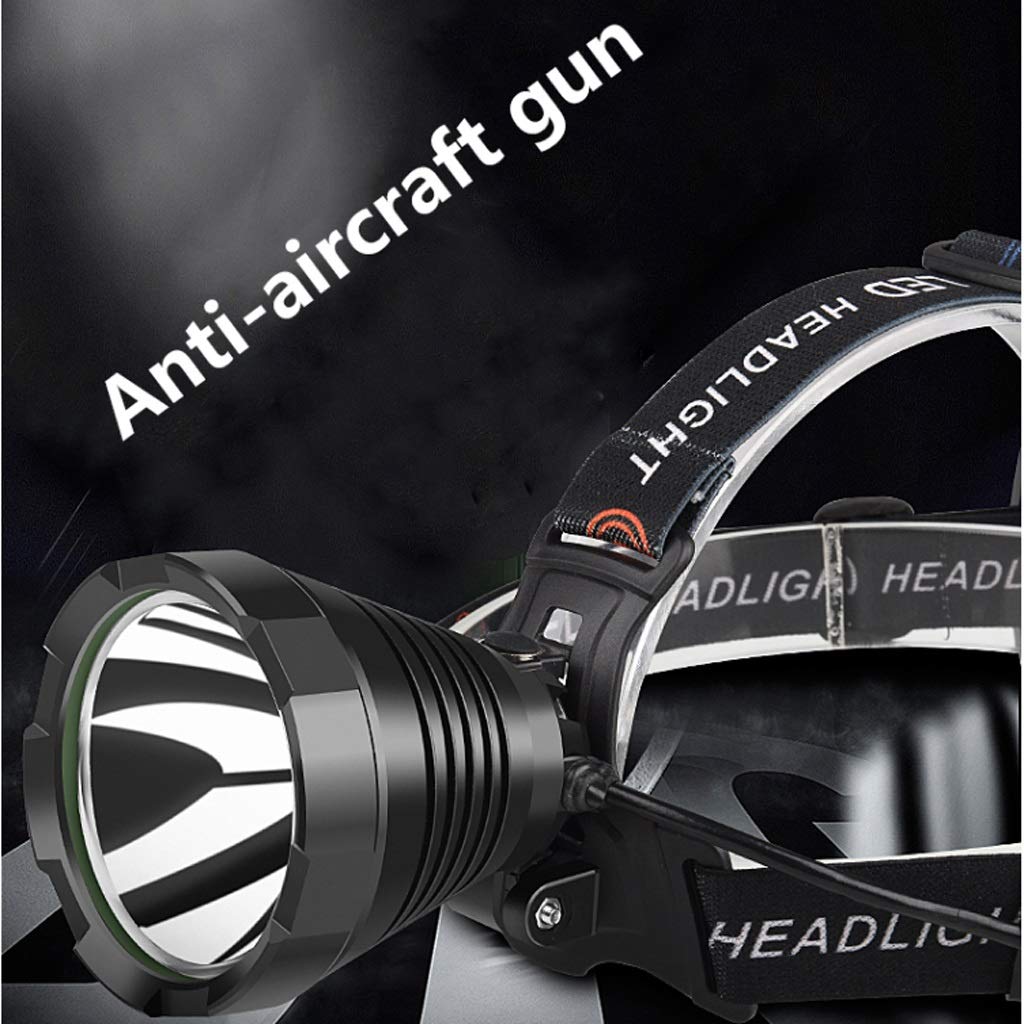 4622LM T40 Faro de Carga USB 3 Modos de Uso de la Linterna 3 * 18650 montado en la Cabeza de la Linterna con el indicador de batería IPX6 Pesca Nocturna Impermeable al Aire Libre