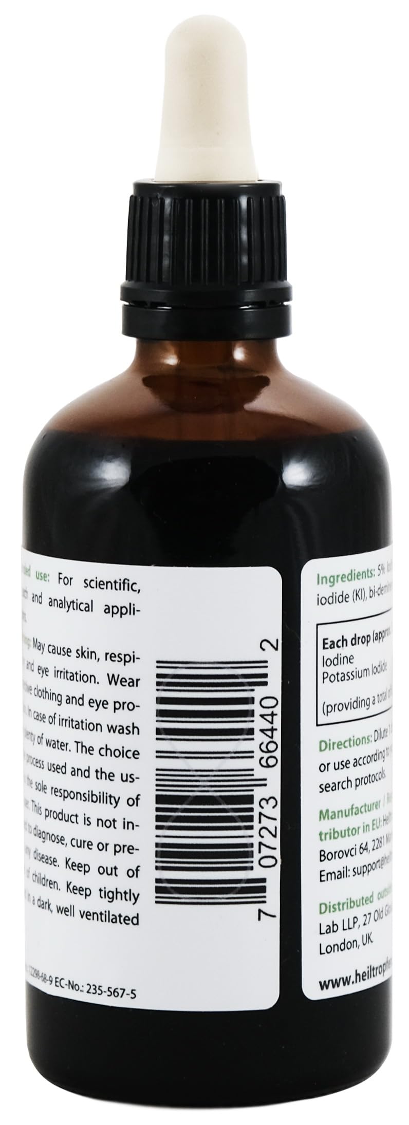 2X 100 ml Lugolsche Lösung 5% Jodlösung | Inhaltsstoffe in pharmazeutischer Qualität | 15% Lugols Liquid Formulierung | 5 Prozent elementares Jod und 10% Kaliumjodid | Braunglas Pipette | Heiltropfen®