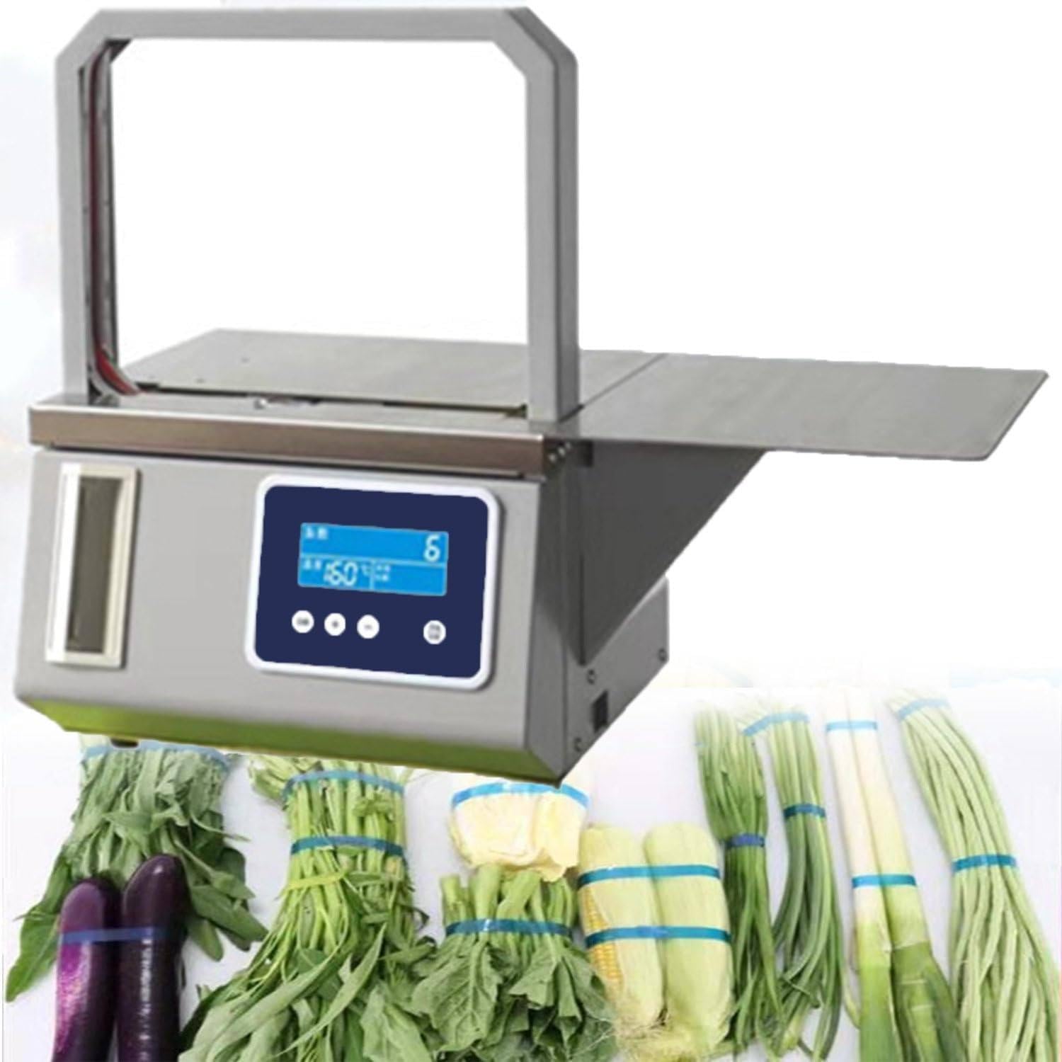 MANYOUYOU Automatic Bundling Machine,User-Friendly Opp Tape Strapper, Adjustable Tension, Photoelectric Induction Vegetable Tying Machine, For Supermarkets, Restaurants, Offices 22 * 22