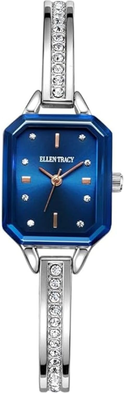 Ellen Tracy Women's Watch – Sunray Octagon Dial with Faceted Crystal Accents, 20mm Petite Case, Quartz Analog, Slip-On Bracelet Design | Gift Box Included