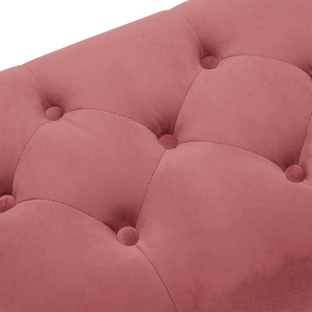 Shally Dogan Panca Fondoletto in Tessuto, Cassapanca Pouf per Camera da Letto, Panchina Ottomana con Imbottitura ad Alta Densità Multiuso da Ingresso, Ideale per Cameretta, Soggiorno, Salotto (Rosa)