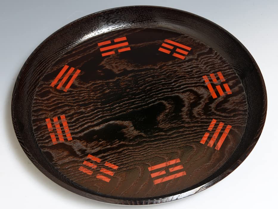 Amazon.co.jp: 掻合 朱書八卦盆 八掛盆 直径33㎝ 丸盆 塗師 本漆塗  