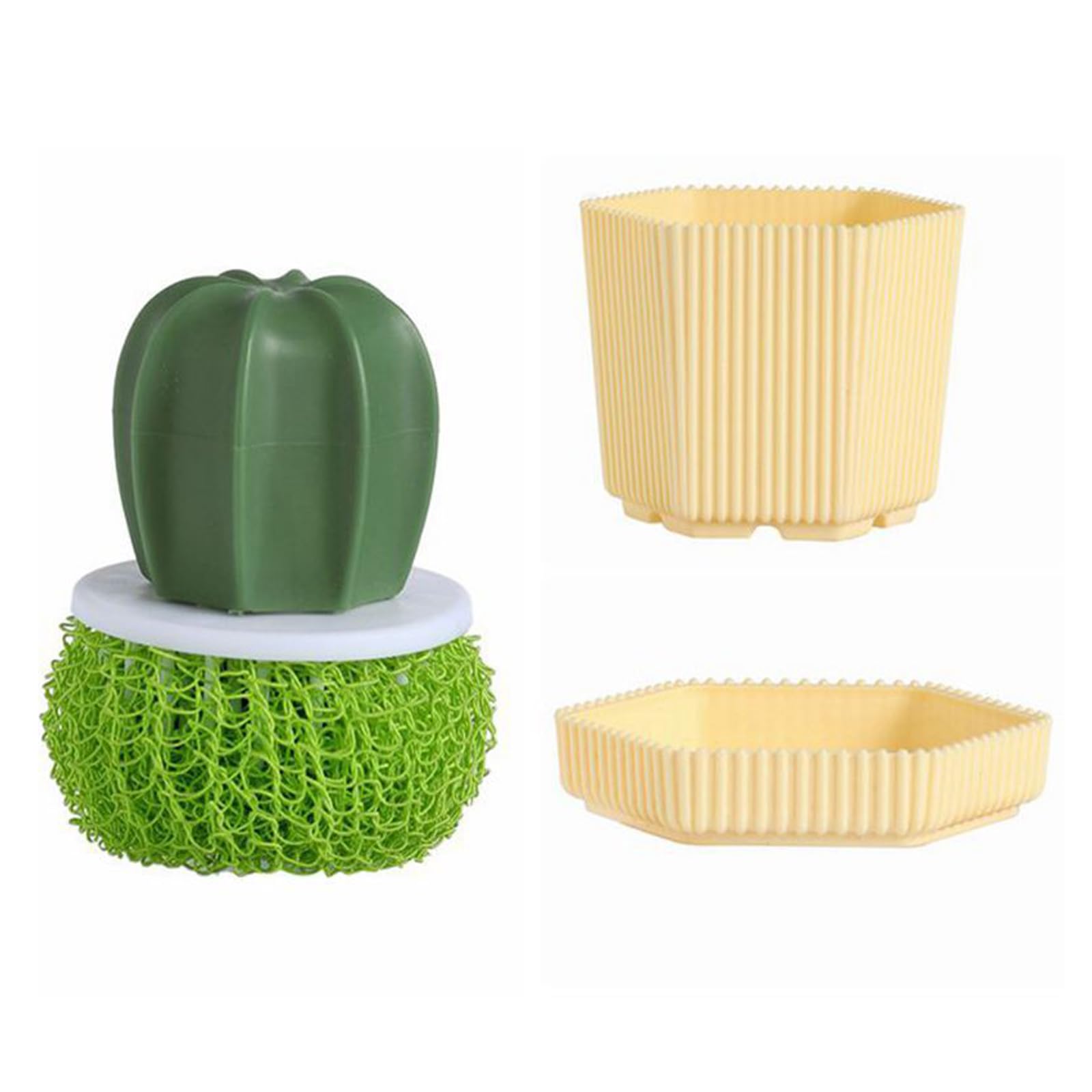 Oxxggkao Modern Cactus Shape Scrub Brush with Dense Bristles and Ergonomic Grip Handle for Cookware Utensils Sinks Scouring Dishes Scouring Brush