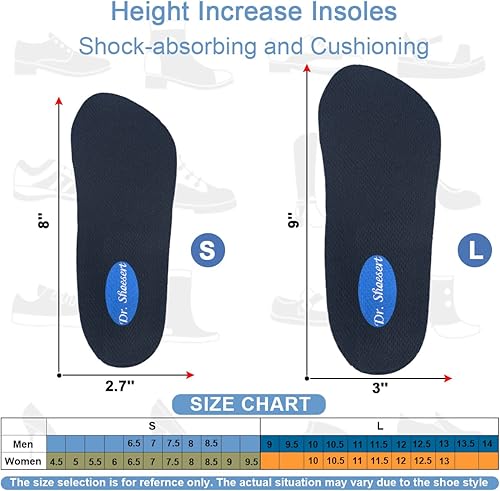 Miniatura 5 de Dr. Shoesert Plantillas de aumento de altura, inserto ortopédico ajustable de elevación de talón de 3 capas para espolones de talón, tendinitis de