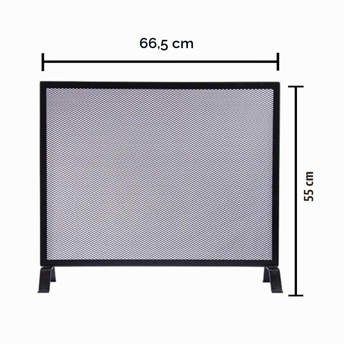 Grille de Protection pour cheminée, Grille Pare-feu modèle économique en Fer forgé Coloris Noir - Hauteur 55 x Longueur 66,5 cm