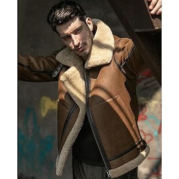 Amazon.com: Denny&Dora Mens Shearling Jacket B3 Natural