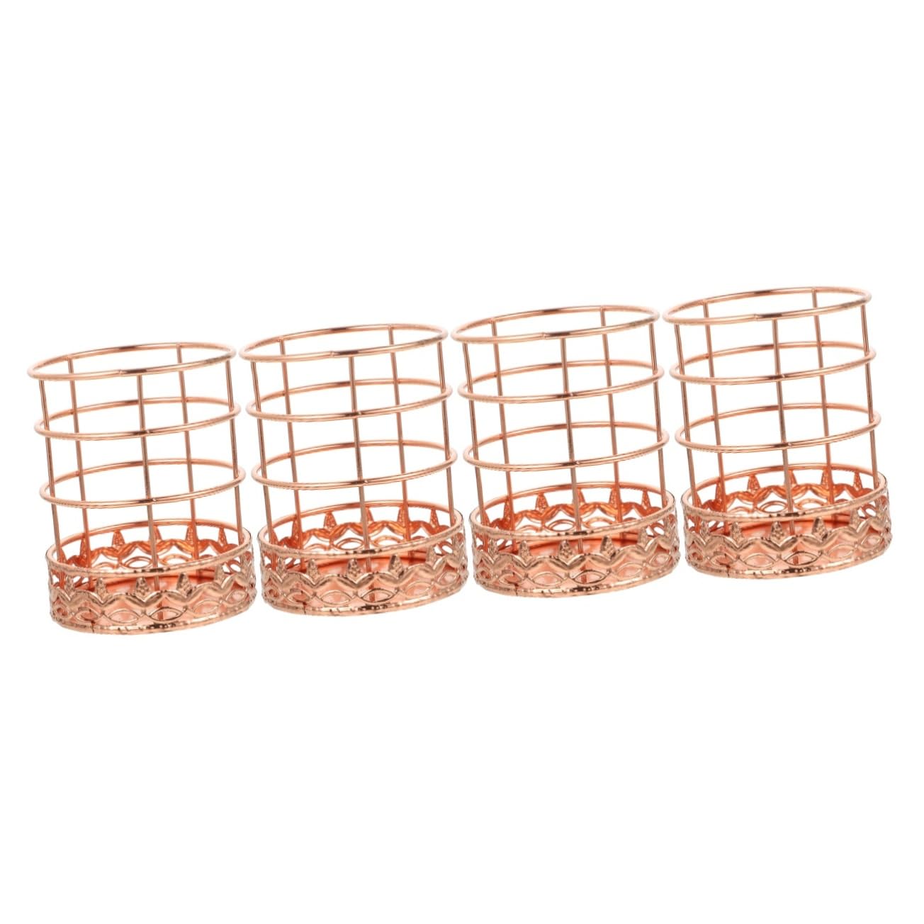 MAGICLULU Portapenne Da Scrivania in Oro Rosa Da 4 Pezzi Organizer Da Scrivania in Metallo Capacità Portapenne E Portamatite Da Ufficio