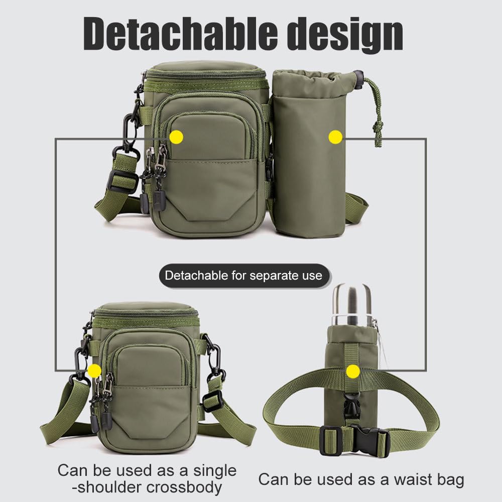 Bolsa for transportar botellas de agua, riñonera táctica con soporte for bolsa de hidratación extraíble y cinturón ajustable.,Botella de camping(Armygreen)
