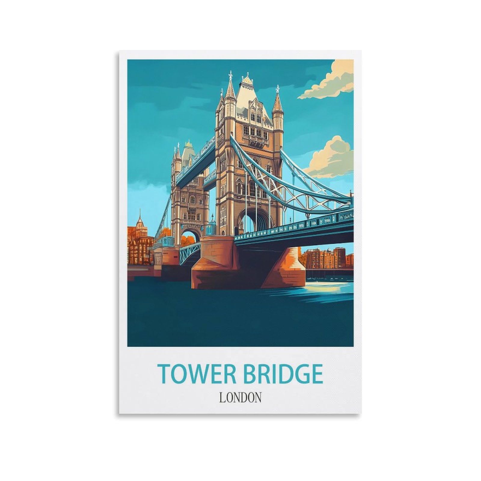 Zhilijing Unframe-Style Tower Bridge London Vintage Travel Poster 08X12inch(20X30cm) Painting Canvas Wall Posters