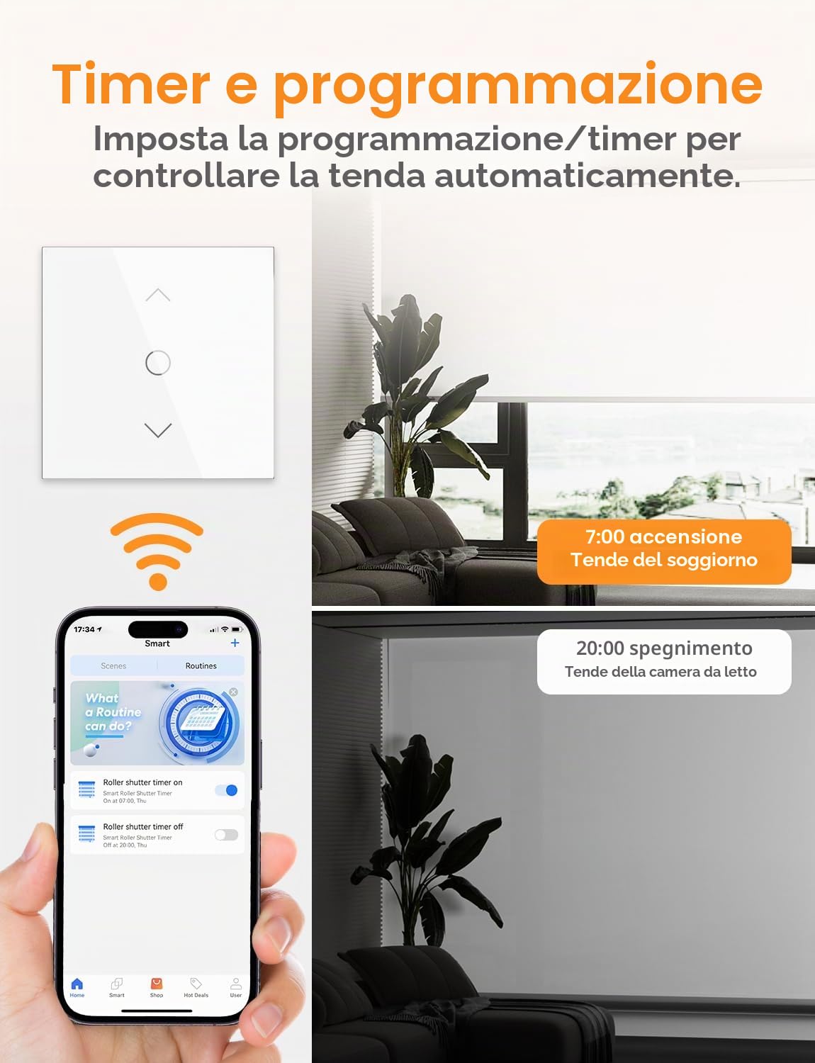Refoss Interruttore per Tapparelle WiFi con Apple HomeKit, Timer per Tapparelle, Interruttore per Tende con Controllo Percentuale, con Retroilluminazione, Compatibili con Siri, Alexa, Google