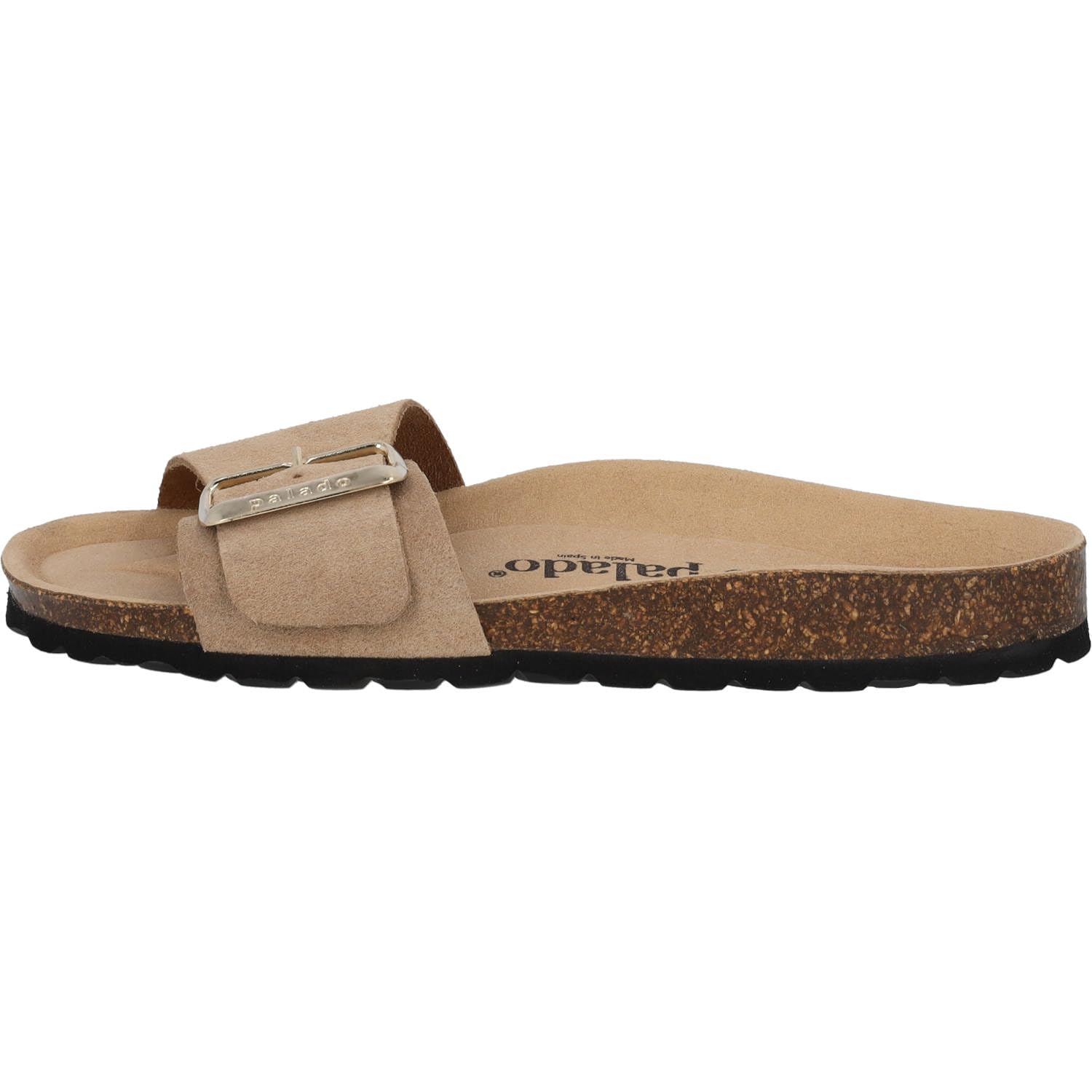 Palado Pantoletten Damen Malta EGS Mono Velours - modische Sandalen Made in Spain - elegante Hausschuhe mit Kork-Fußbett - bequeme Sommerschuhe