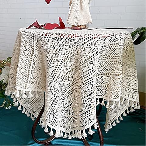 RAILONCH Mantel de encaje estilo bohemio vintage de ganchillo lavable para cenas Cover