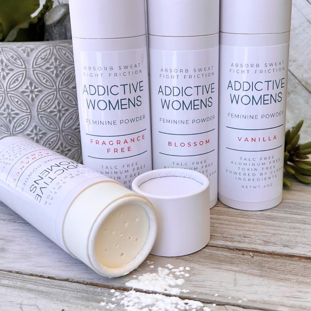 Addictive Womens Feminine Powder | Absorb Sweat | Fight Friction and Chaffing | Prevents Odor | Made from Natural Ingredients | Made in the USA (Blossom)
