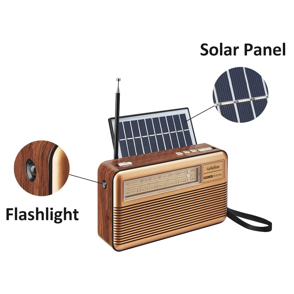 Retro Radio AM FM Shortwave with Bluetooth Speaker, Battery Operated