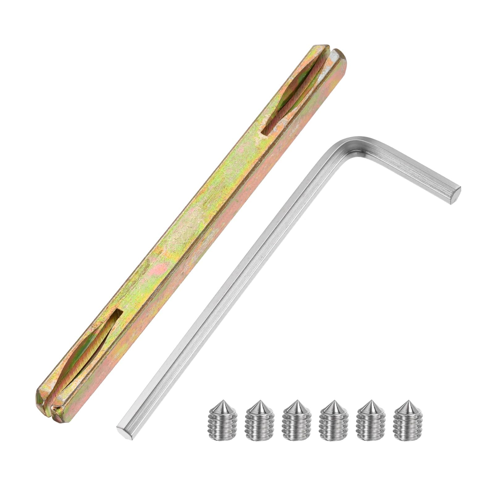 sourcing map Door Knob Spindle, 110mm Long Spare Door Handle Spindle Bar with Hex Screws & Wrench, Square Doors Handles Lock Replacement for Furniture Assembly, DIY Projects, Gold