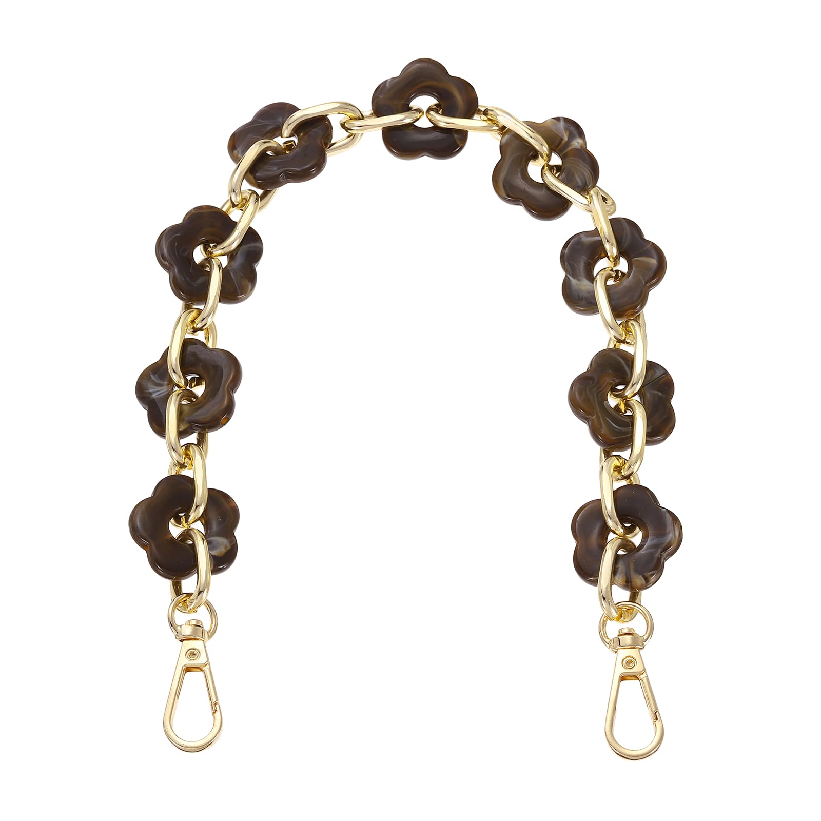 sourcing map 15.7" Acrylic Chain Strap, Flower Chunky Purse Extension Decorative Short Chain, Women Bag Charm Replacement for Handbag, Wallet, Crossbody Shoulder Bags, Coffee Brown