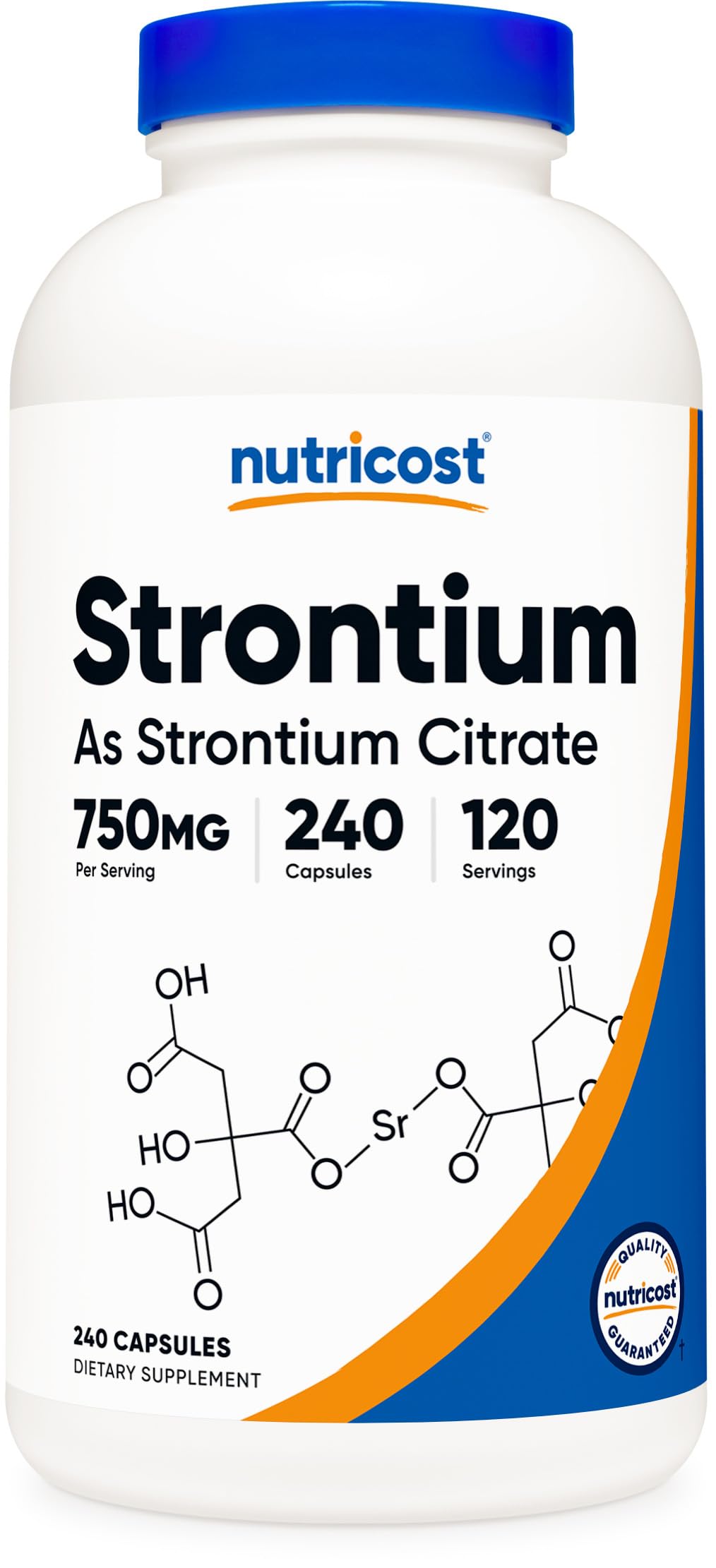 Nutricost Strontium Capsules 750mg, 240 Capsules - Vegetarian, Non-GMO, Gluten Free