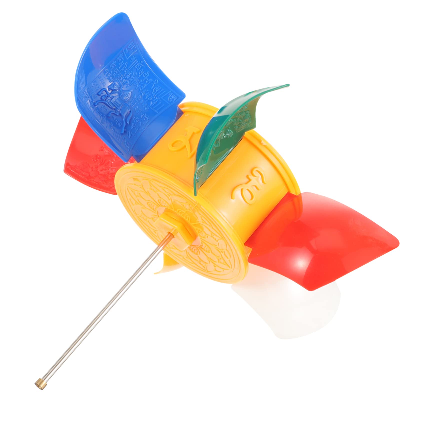 VICASKY Handmade Praying Buddha Wind-Driven Ornaments Hand Carved Prayer Wheel Decor for Home Office