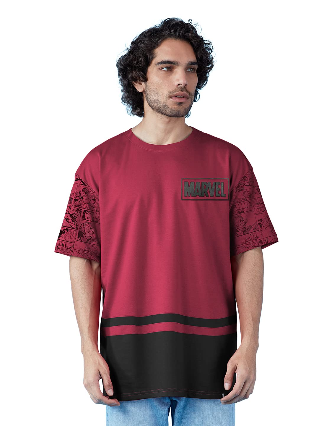 Marvel: Comic Lover Mens and Boys Graphic Printed Cotton Oversized T-Shirts Multi-Colored