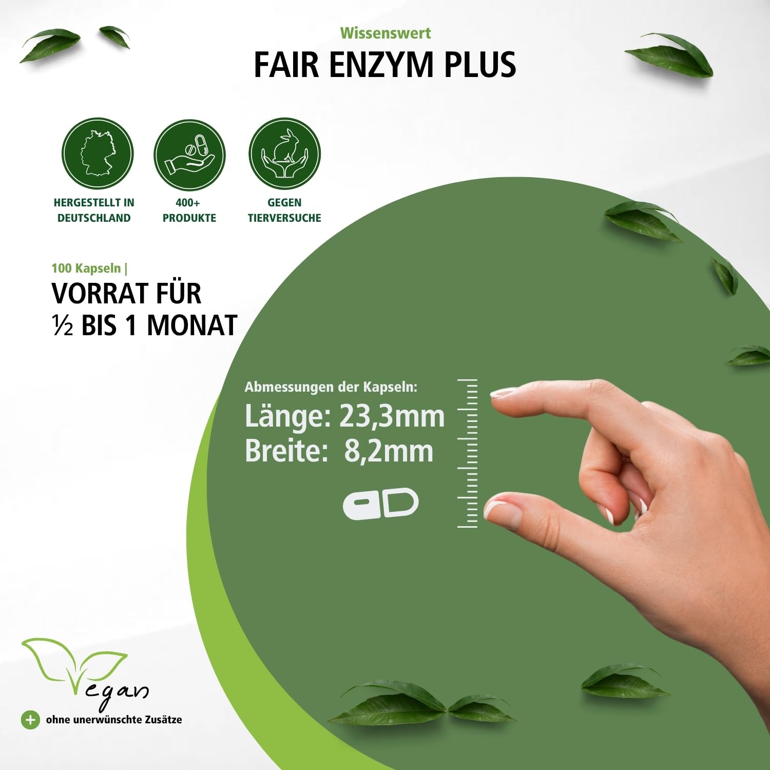 fairvital FairEnzym Plus, 100 DRCaps™, schluckfreundlich, Multi Enzym Komplex, mit Rutosid, Bromelain, Trypsin & Chymotrypsin HOCHDOSIERT