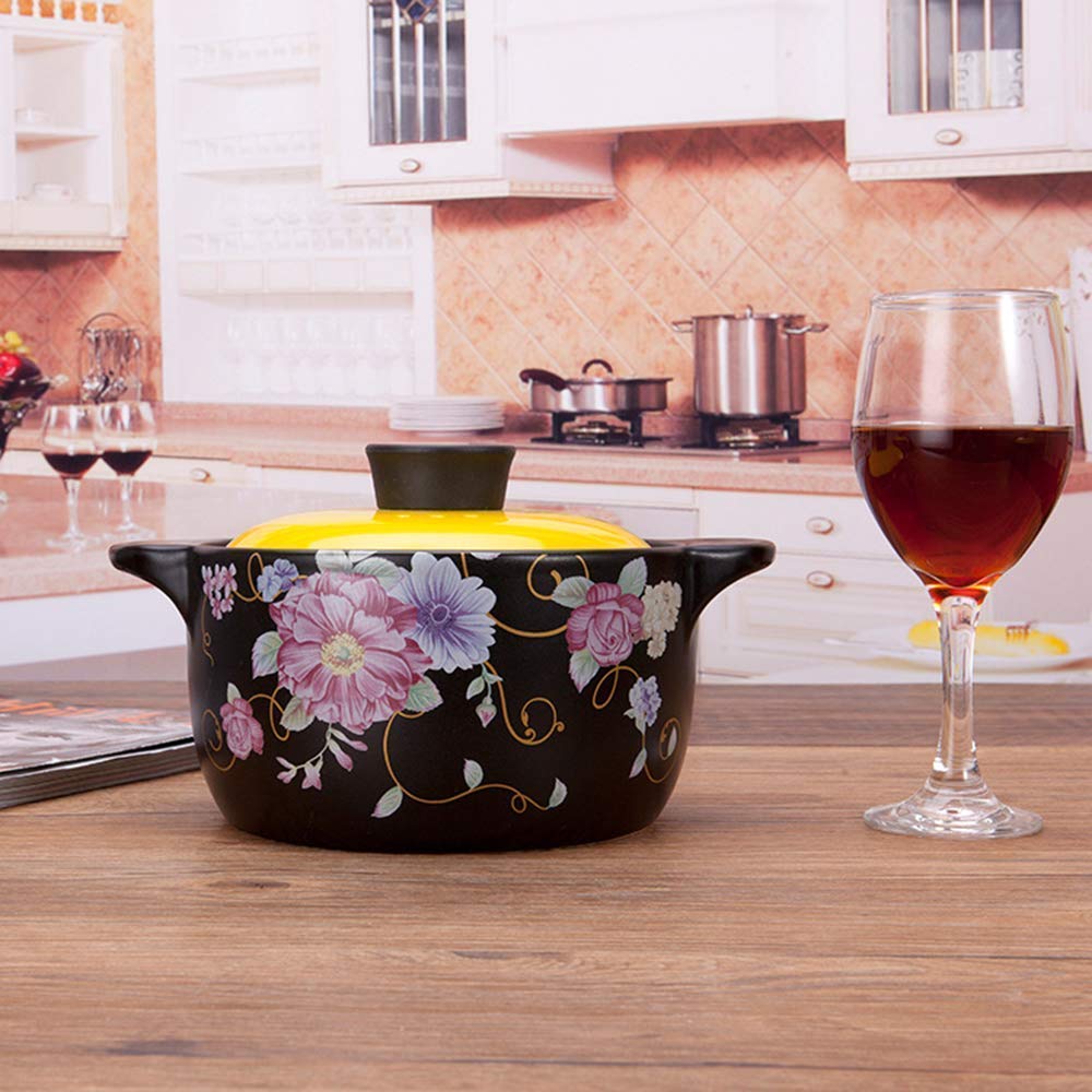 Cazuela Cerámica Redonda con Tapa Cazuela de Barro con Cazuela de Barro Honda con Sopa de Cebolla Olla Saludable Olla con Olla para Sopa (4l)