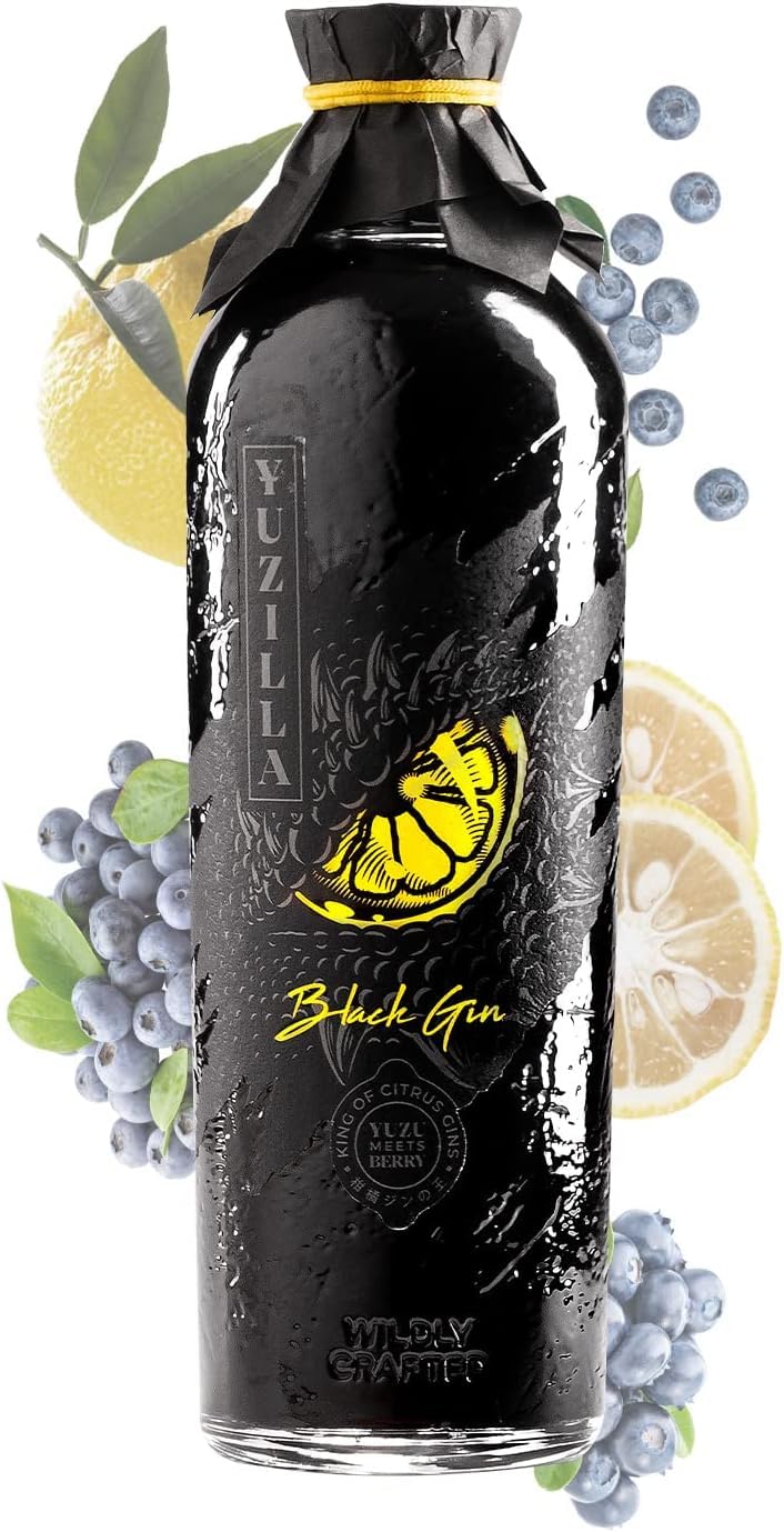 YUZILLA Black Gin | Yuzu meets Blueberry | King of Citrus Gin | 700 ml (Yuzu & Blueberry) Zitrus-Beeren-Mischung